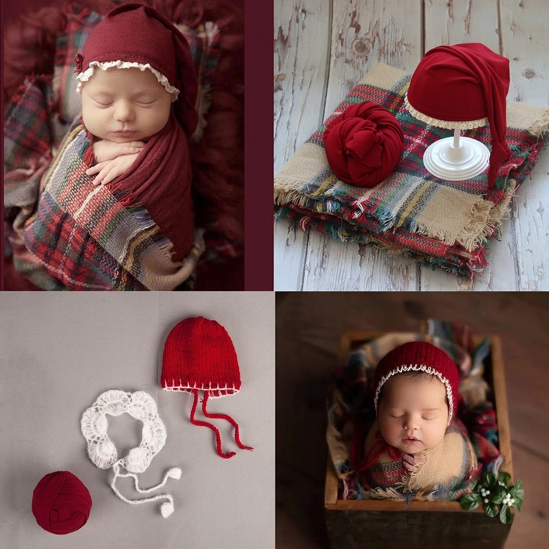 Photography Newborn - 신생아 사진 소품, 아기 크리스마스 모자,