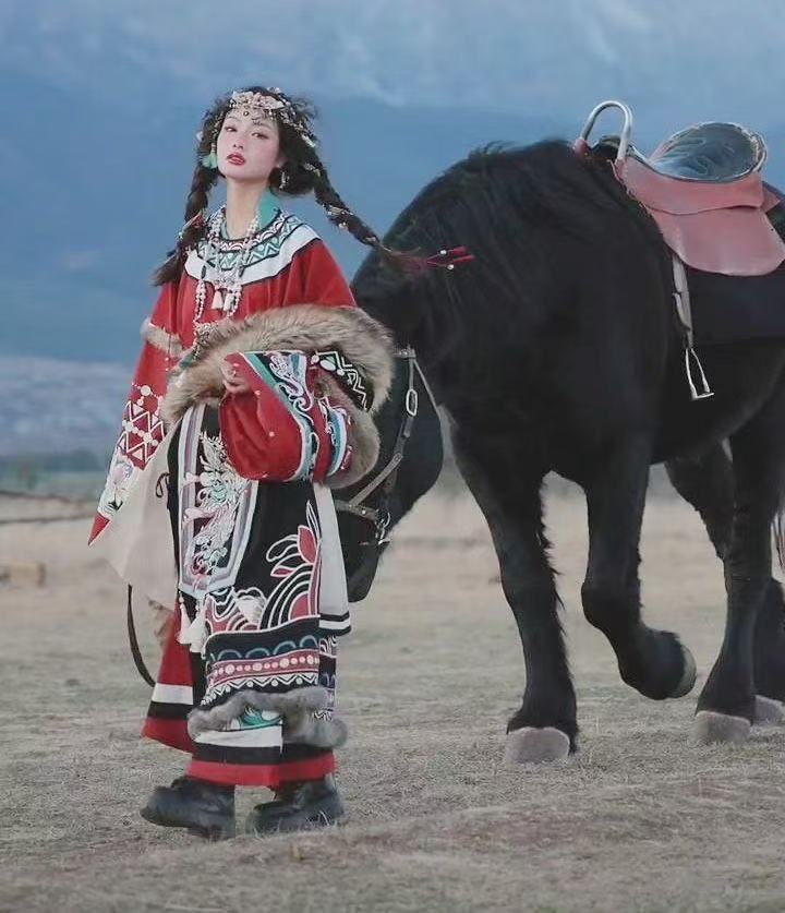 클래식 자수 티베트 로브 남녀 전통 플러시 칼라 의류  - Photography Of A Man 리뷰 및 가격